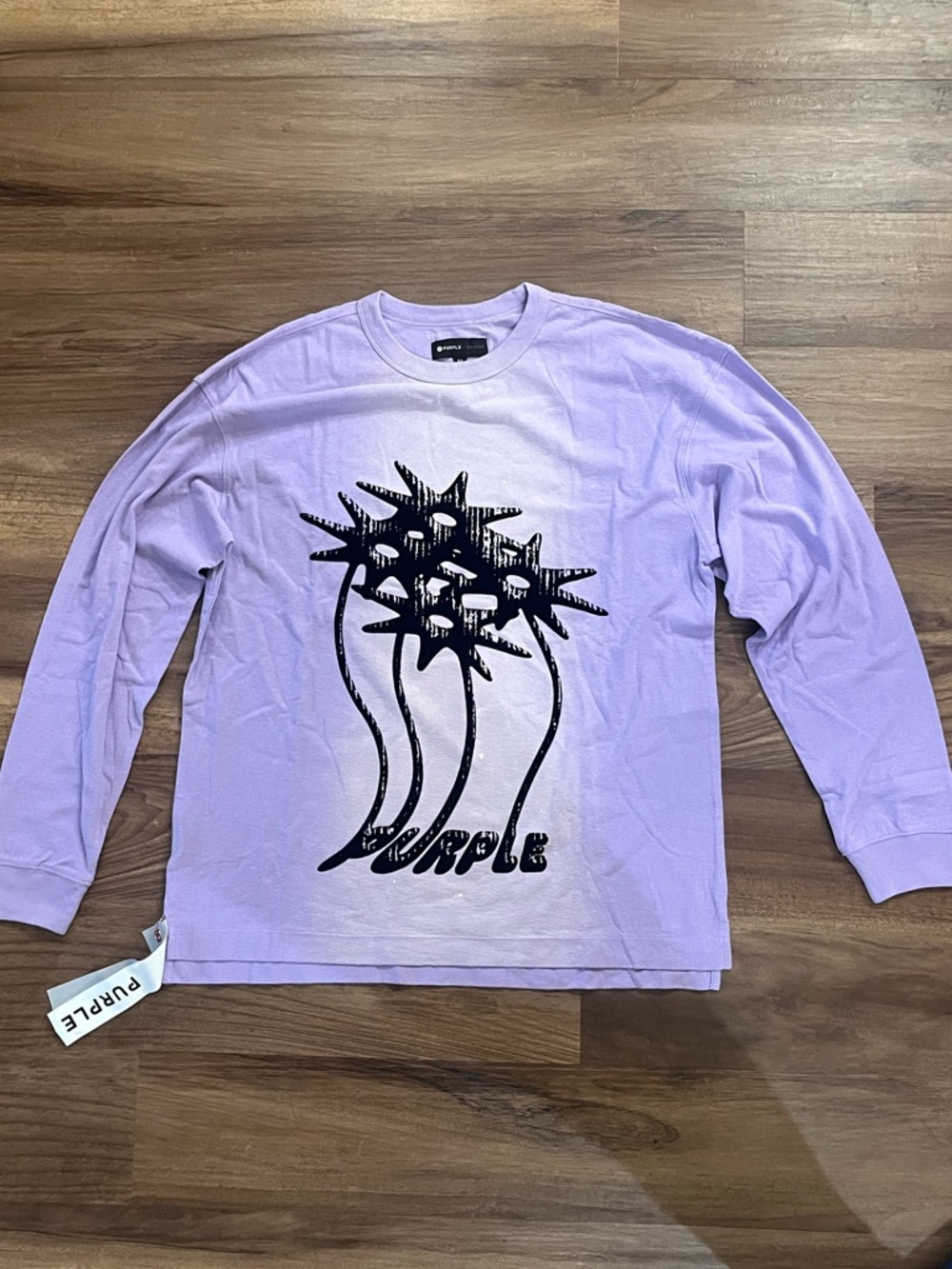 Graphic Long Sleeve Tee Fuzzy Graphic Print by Purple Brand